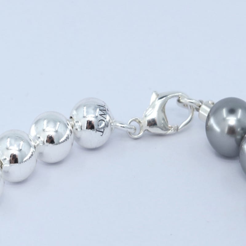 jewelCOUNTY Half & Half Silver Ball Chain Bracelet[92.5Silver/Grey]