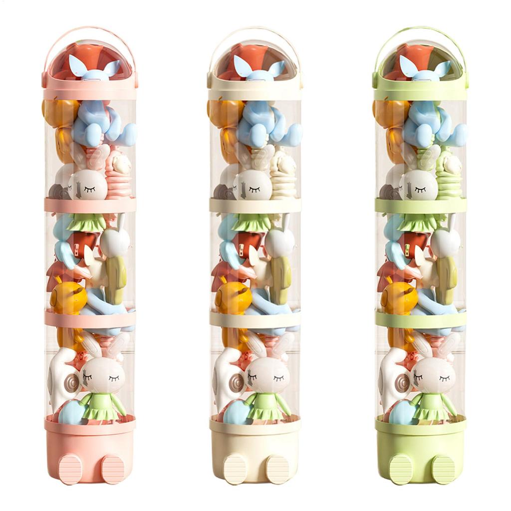 Doll Storage Box Toys Organization Plush Toy Storage Tube Transparent Plastic Stuffed Storage Cylinder with Lid Home Decor