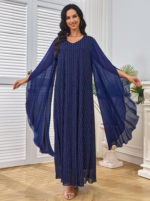 Middle East Muslim Women's Hot Drilling Butterfly Sleeve Arabic Robe Dress MT243