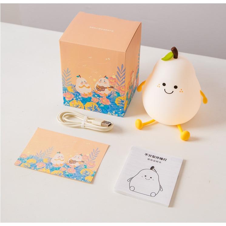 Creative Pear Shape Night Light for Kids, 7-Color LED with Timer, Bedroom Decor, Gift for Children