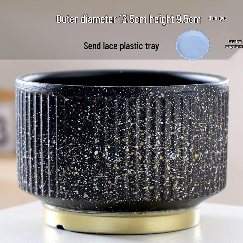 

Очень большой черный скандинавский керамический горшок для орхидей для комнатных суккулентов и балкона No Specification