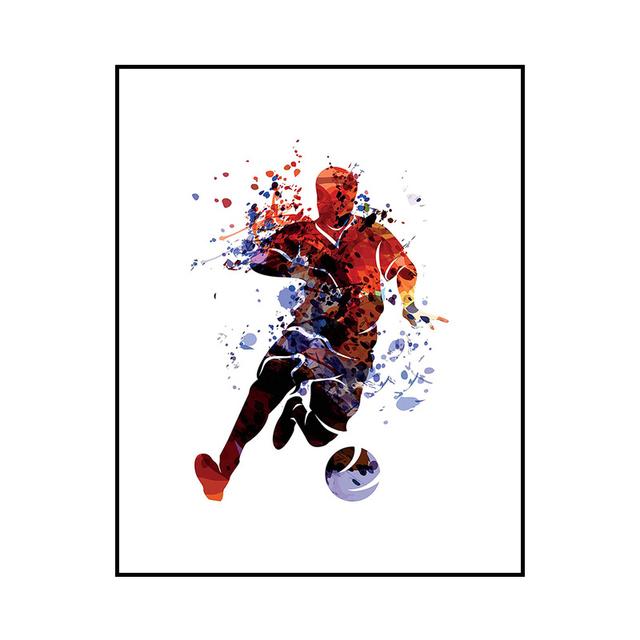 Football Star Poster Watercolor Football Canvas Paintings Print Abstract Wall Art Picture for Children Room Home Decoration No Frame
