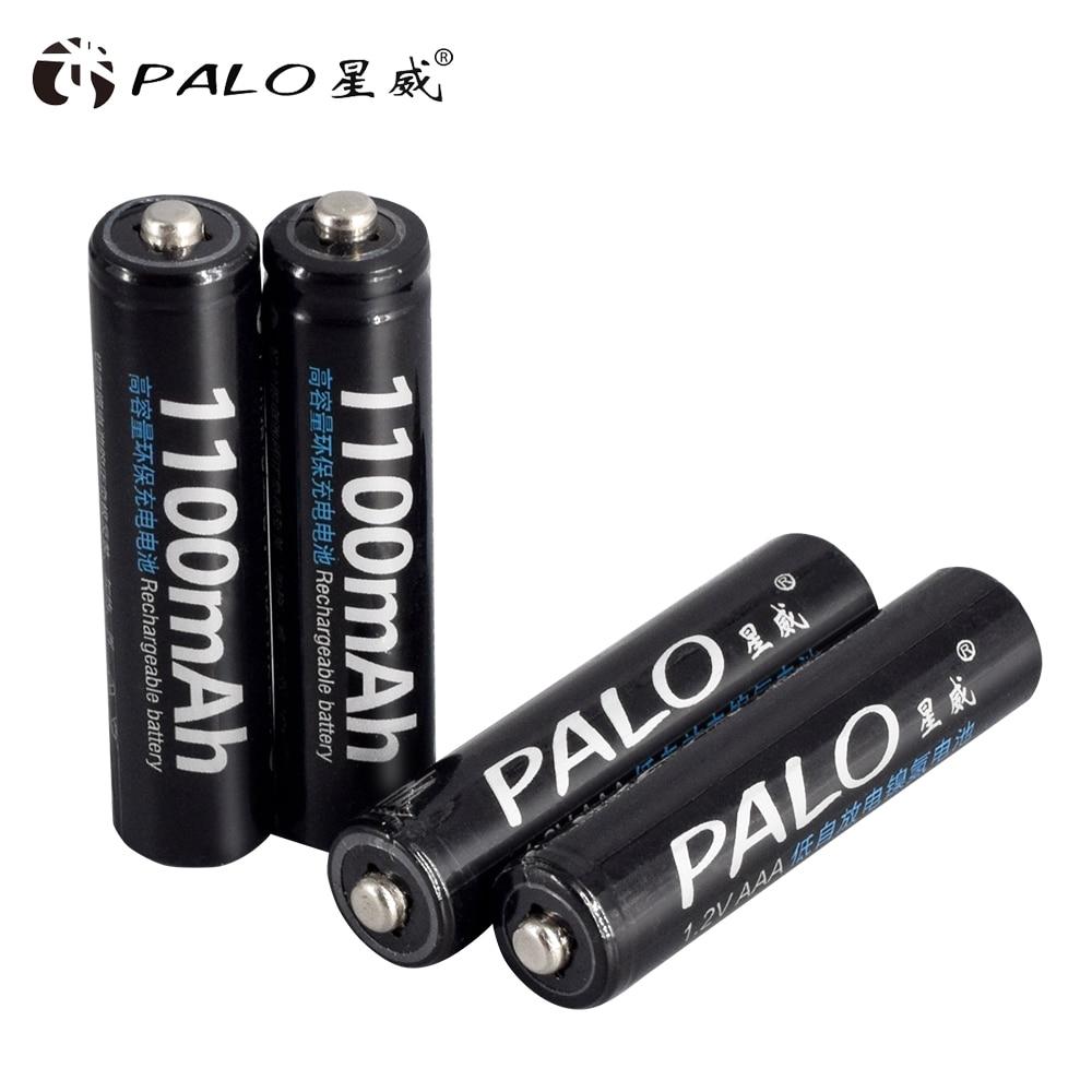 PALO 4 Slots LCD Display Charger for 1.2V AA/AAA Ni-MH Battery + 1100mAh AAA NIMH Rechargeable Battery