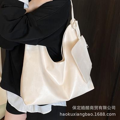 Tote Bag Women's Lazy Wind Large-capacity Bag Women's 2025 New Trendy Summer Commuter Bag Soft Leather Shoulder Armpit Bag