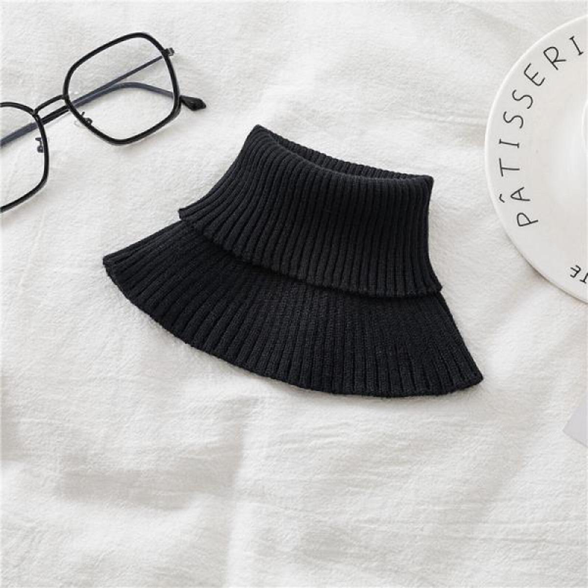 Winter Men Knitted Scarf Fake Collar Detachable Turtleneck Neck Warmer Windproof Cotton Scarf  Ruffles Wrap Collar Cover 27*18Cm