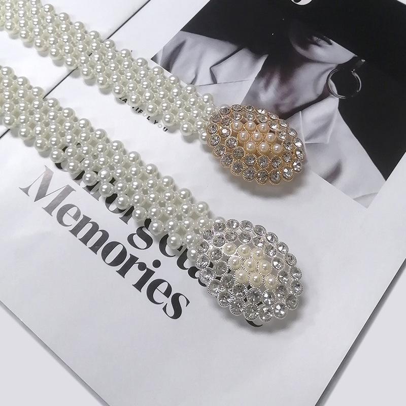 Pearl Elastic Belt Simple And Elegant With Skirt Dress Elastic Women Slim Slim And Thin Chain