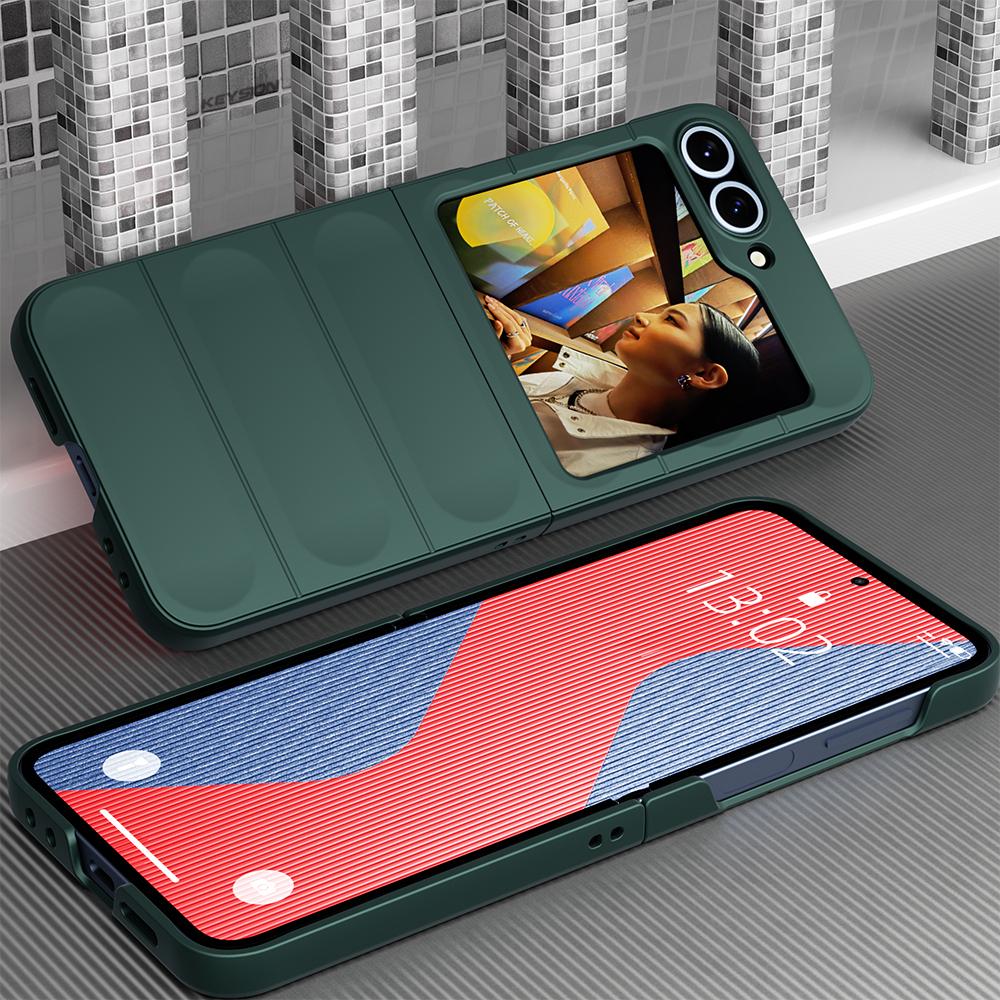 

KEYSION Shockproof Case for Samsung Z Flip 3 4 5 6 5G Anti-skid Hard Plastic Phone Back Cover for Galaxy Z Flip 6 5 4 3 5G for Galaxy Z Flip 6 зелёный