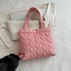 Heart Shape Cloud Handbag Solid Color Puffer Underarm Bag Casual Padded Tote Bag  Girls