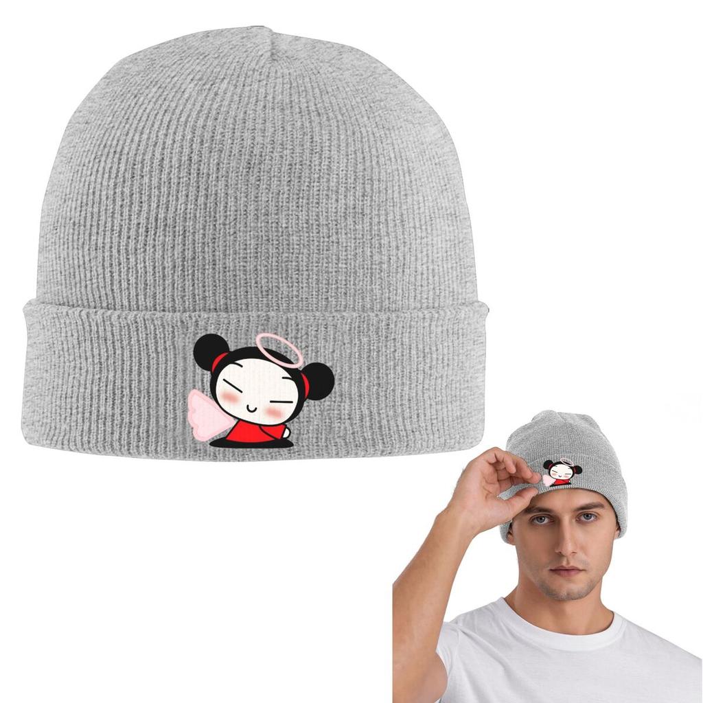 Cartoon Pucca Warm Knitted Cap Hip Hop Bonnet Hat Autumn Winter Outdoor Beanies Hats for Unisex Women Adult