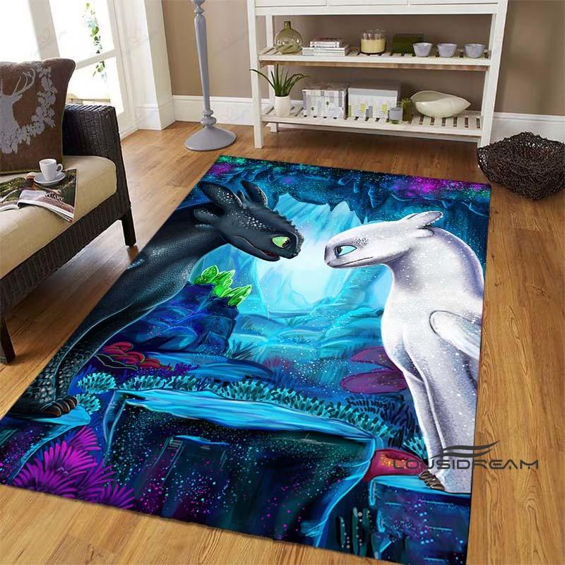 Various sizes of How to Train Your Dragon Toothless pattern rugs, cartoon style, suitable for bedrooms, living rooms, sofa