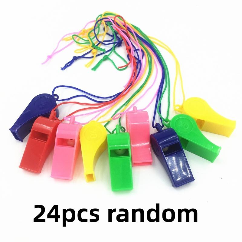 12/24pcs Whistle Toy Referee Whistle Fan Whistle with Rope Cheerleading Prop Solid Color Whistle Children's Gift