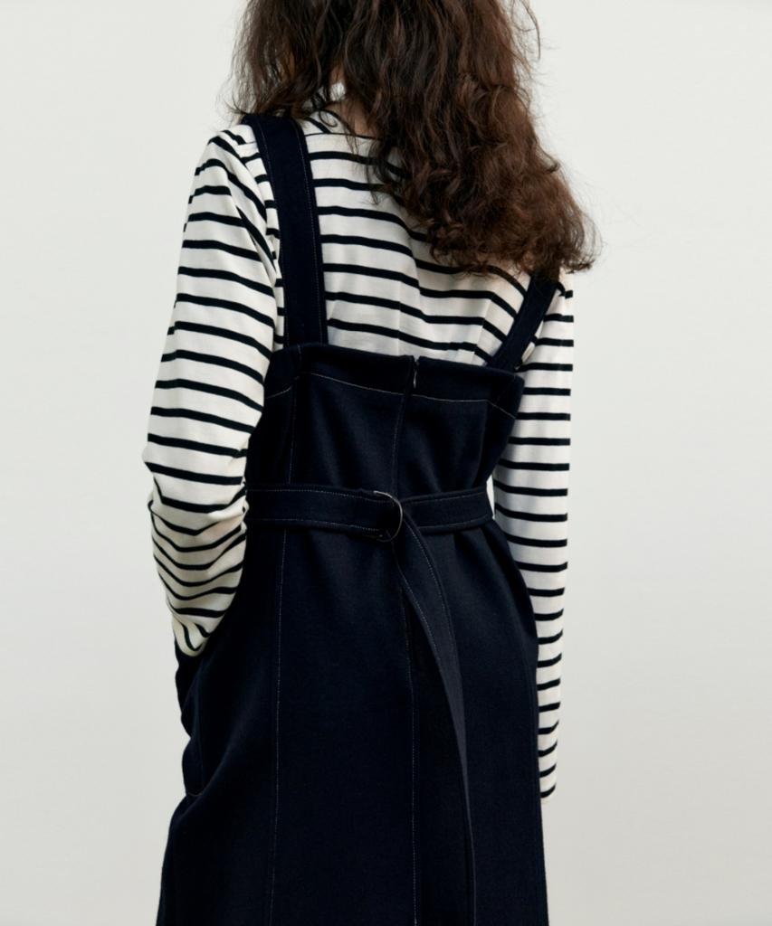 Anout Wool Suspender Dress - Navy