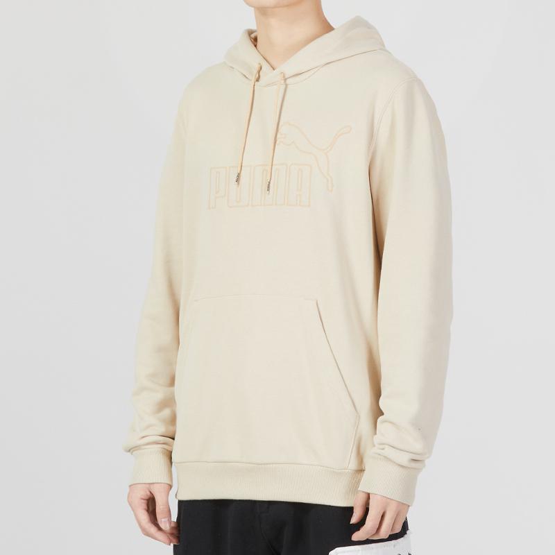 Puma Ess Elevated Logo Embroidered Sport Casual Hoodie Men Tops Khaki 675743-88