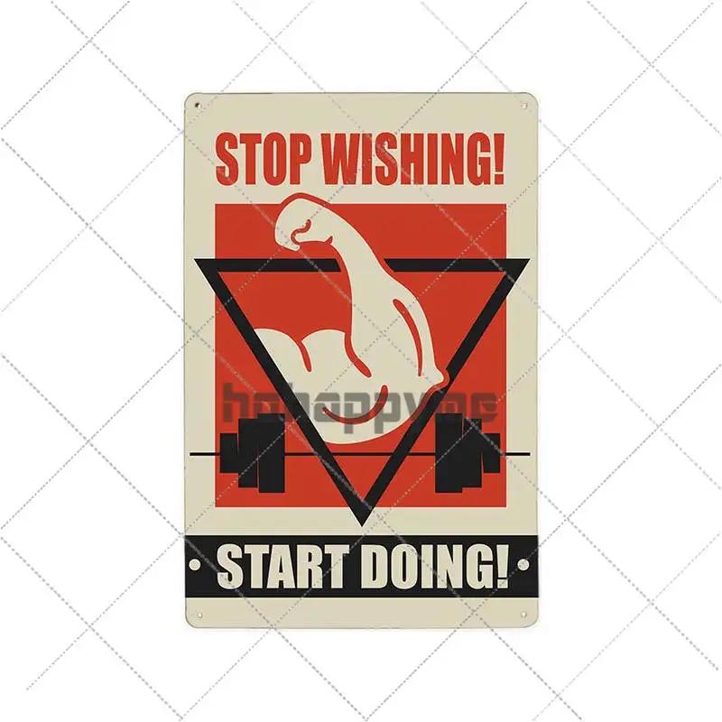 Gym Rule Metal Sign Fitness Motivational Quotes Poster Work Out Plaque Man Cave Pub Bar Wall Decorative Vintage Plate 20x30cm