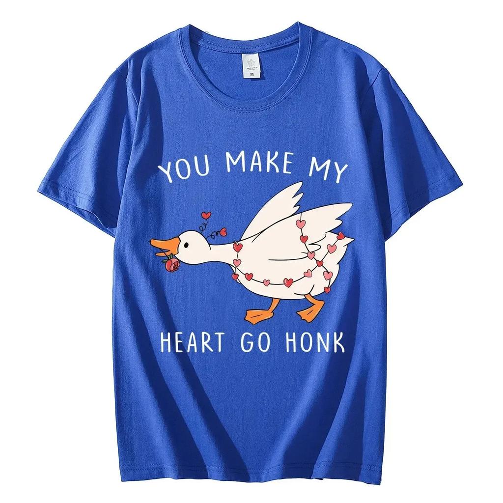 You Make My Heart Race Funny Goose Meme Graphic TShirt  Couple Fashion Trend Style Cotton Loose WOMEN And Unisex Tshirt
