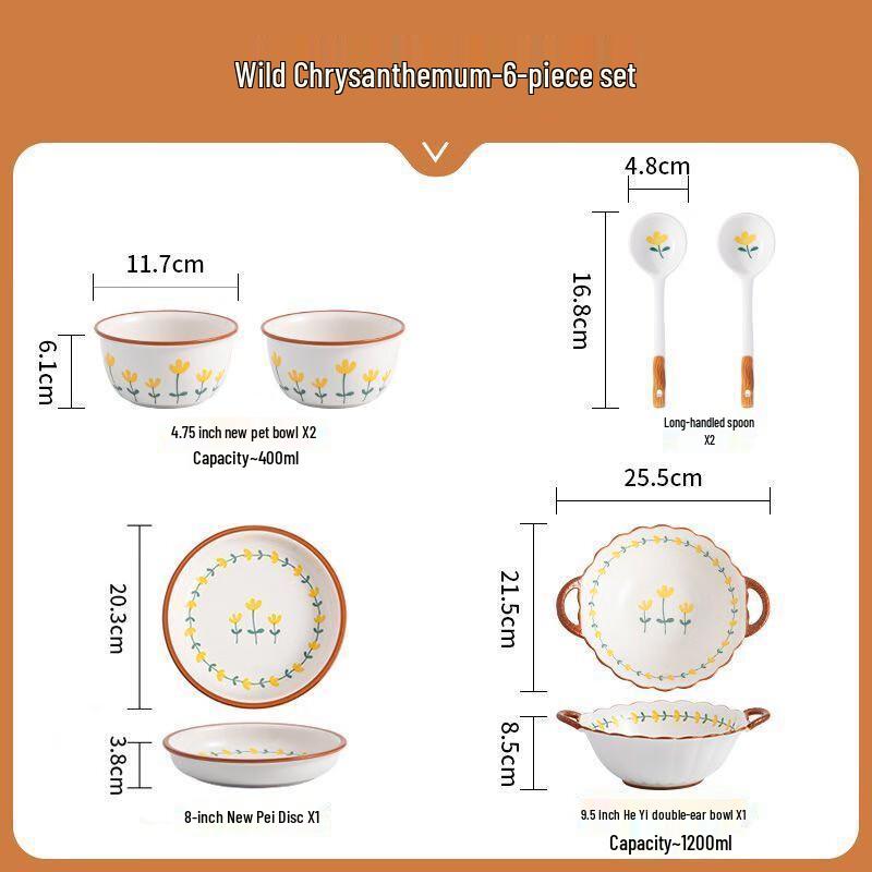 Elegant Japanese Style Ceramic Dinnerware Set 6-piece Set
