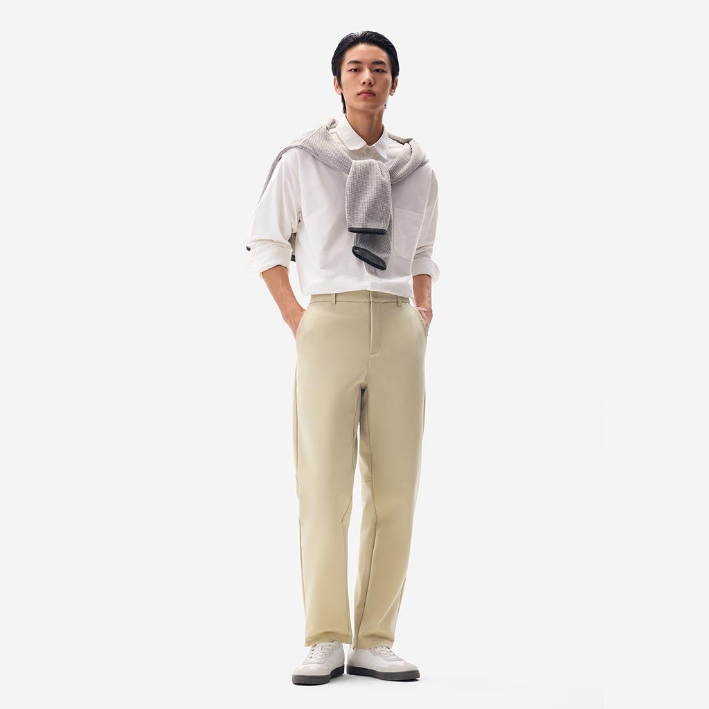 Li Ning Fitness Series Comfortable Simple Versatile Solid Color Zipper Straight Leg Casual Pants Men Bottoms Gray-Brown AYKV939-3