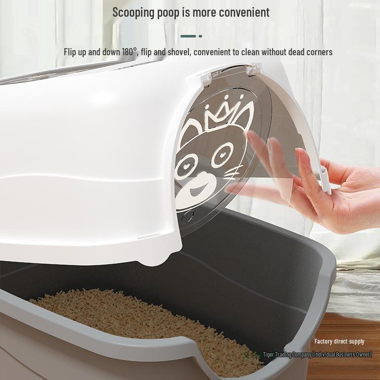 Extra große geschlossene Katzentoilette, Anti-Spritz-Design für Kätzchen & Erwachsene