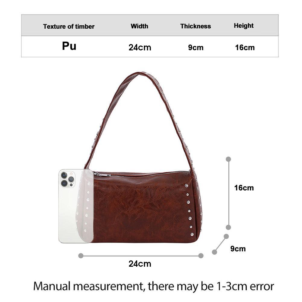 Retro Rivets Single-shoulder Bag Fashion Large Capacity Women's Hand-held Underarm Pouch Dumplings Wrapped Commuting Bag