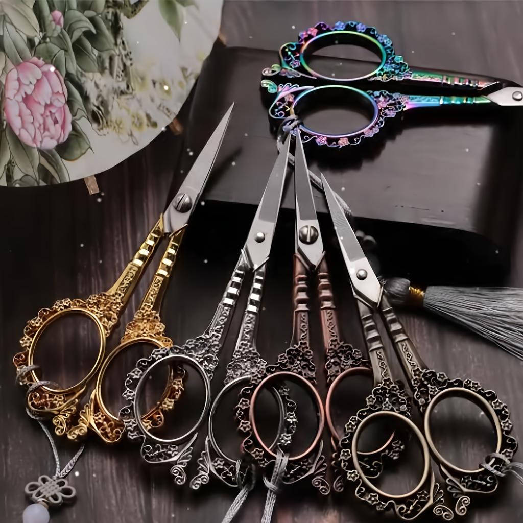 Vintage Embroidery Scissors For Women's Eyebrows And Eyelashes, With A 4.7-inch Petal Design. Sharp Fabric Cutting Scissors, Stainless Steel Nose