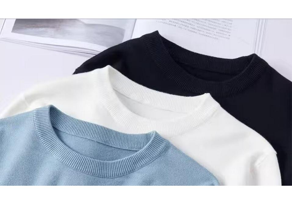 Trendy Harajuku Style Core-Spun Yarn Knitwear – Versatile No-Iron Round Neck Sweater