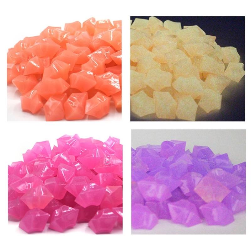 300pcs Mini Luminous Stones 14mm Glowing in Dark Garden Pebbles Ornament for Aquarium Colorful Artificial Stone Ornament