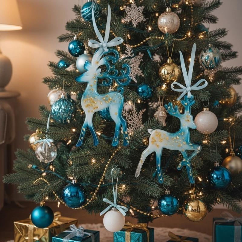 1 Piece Christmas Holiday Ornament Reindeer Snowflake Resin Waterproof Easy Install Suitable Various Themes Decors