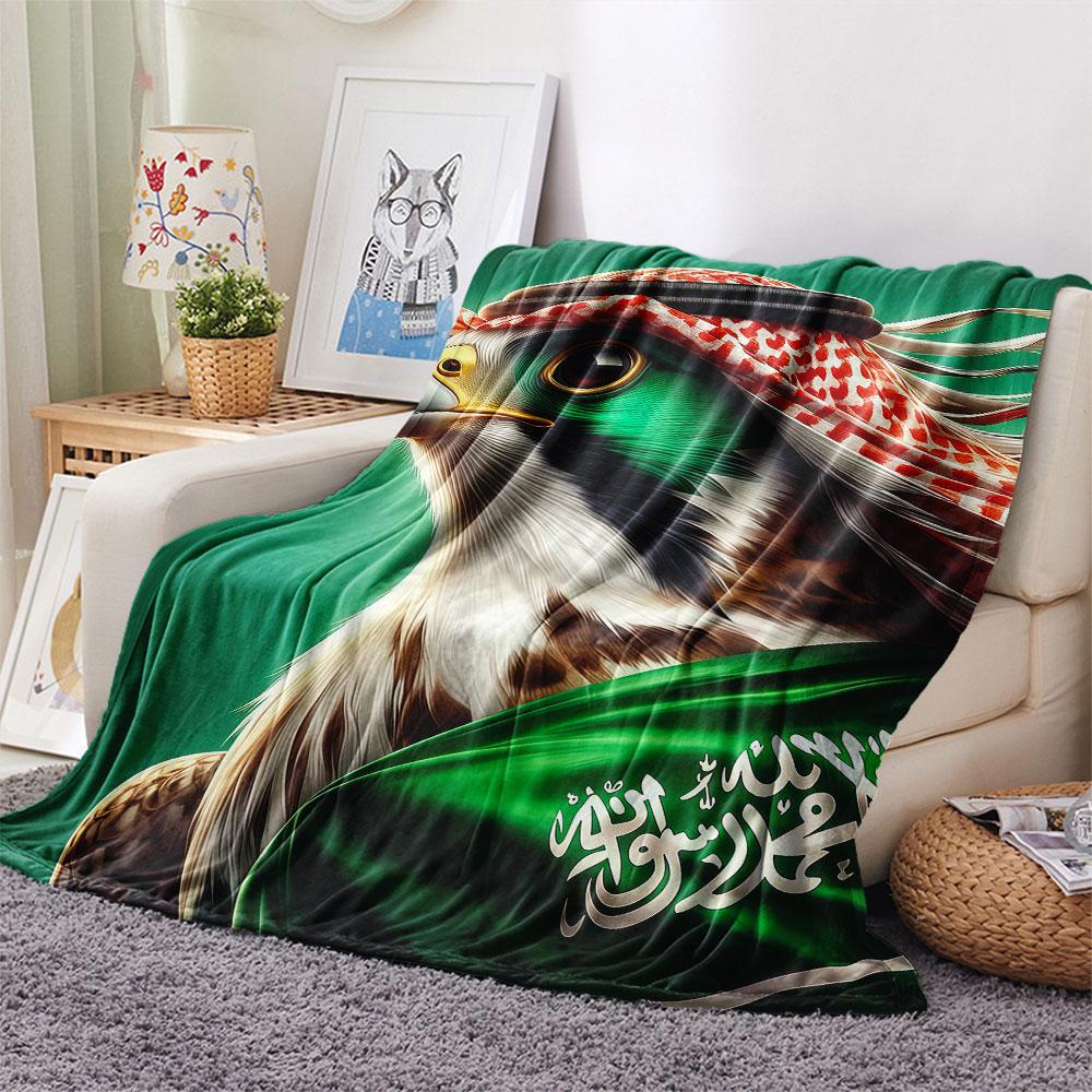 1PC Saudi Arabia National Football Team Patterned Flannel Blanket Suitable For All Seasons for Home Decor Warmth and Comfort Gifts Holiday Present