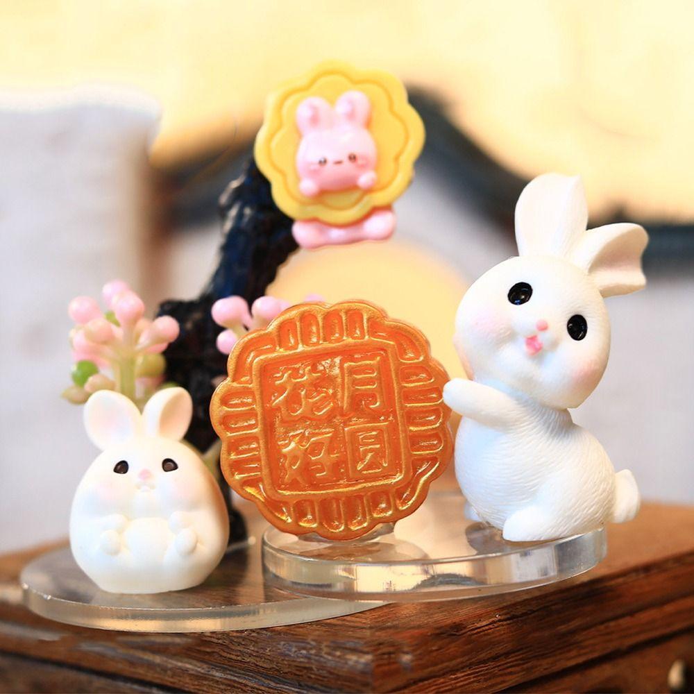 Creative Rabbit Mooncake Figurines Exquisite Micro Landscape Decoration  Easter