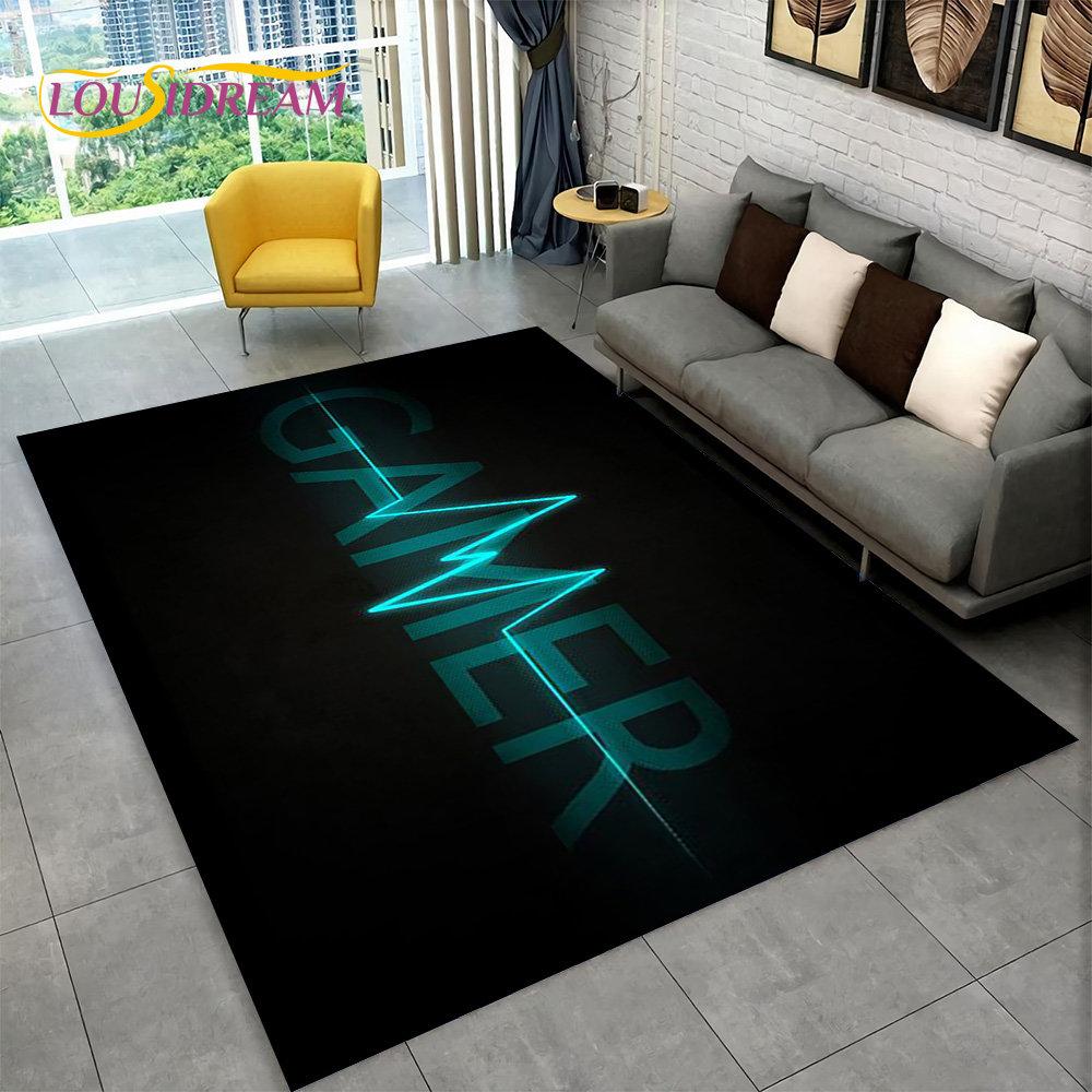 3D Cartoon Gamer Game Over Area Rug,Carpet Rug for Living Room Bedroom Sofa Playroom Doormat Decor,Kids Play Non-slip Floor Mat