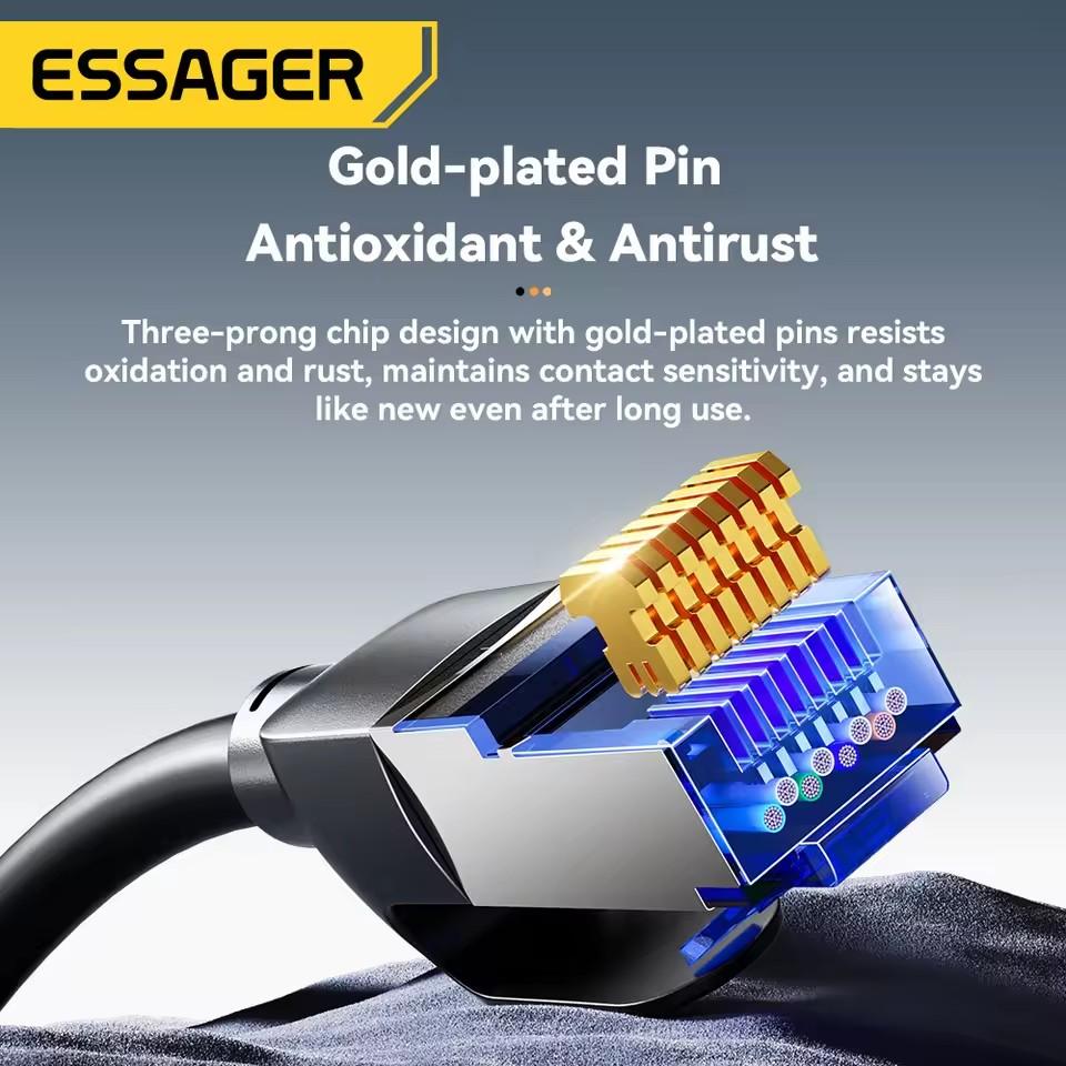 Essager CAT8 Ethernet Cable 40Gbps 2000MHz CAT 8 Networking Cotton Braided Internet Lan Cord for Laptops PS 5 Router RJ45 Cable