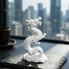 Artistic Dragon Sculpture 3D Printed Chinese Figurine, Collectible White Statue, Feng Shui Statue Decoration for Home Office