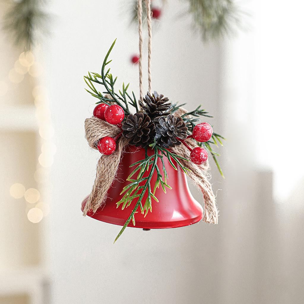 Wrought Iron Christmas Bell Light Wall Hanging Door Hanging Red Fruit Christmas Tree Hanging Decoration Ornaments