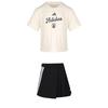 Casual Sports Set Round Neck Pullover Short Sleeve Striped Skirt Pants Kids Sets KV4498