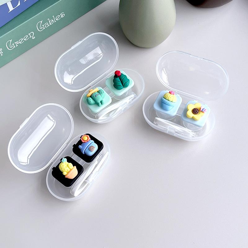 DIY Contact Lens Case Mini Compact Clamshell Contact Lens Case Storage Companion Box Double Box