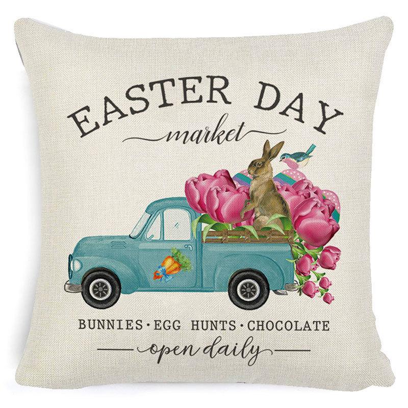 Pillowcase Easter Pillowcase Cartoon Truck Garland Rabbit Egg Animal Plaid