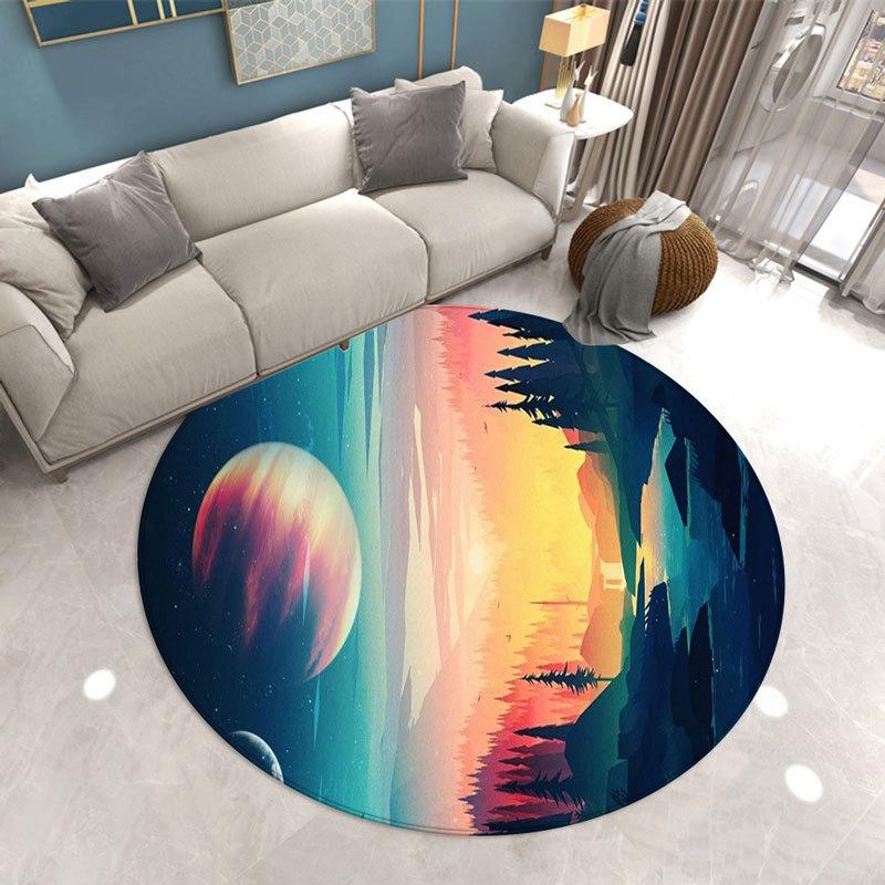 Star universe round carpet living room bedroom room stepping carpet romantic star soft carpet