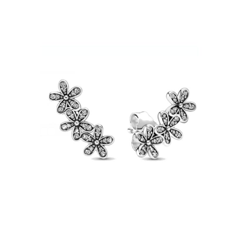 925 Silber Schleifenohrstecker mit Federn Blaue Blume Schmetterling Hochzeitsfeier Schmuck Geschenk für Frauen Modeaccessoire