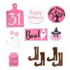 Halloween Tiered Tray Decor Set Happy Halloween Wooden Signs Cute Ghost Model Witch Spider Hat Ornaments Festive Atmosphere Decoration