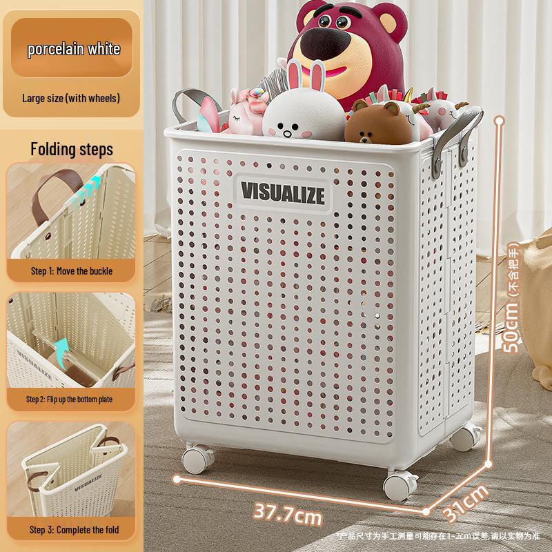 Foldable Large-Capacity Laundry Hamper with Wheels for Bathroom/Toilet