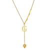 Initial Letter Necklace Gold Plated Stainless Steel Puffy Heart Pendant A-Z Alphabet Lariat Y Choker Waterproof