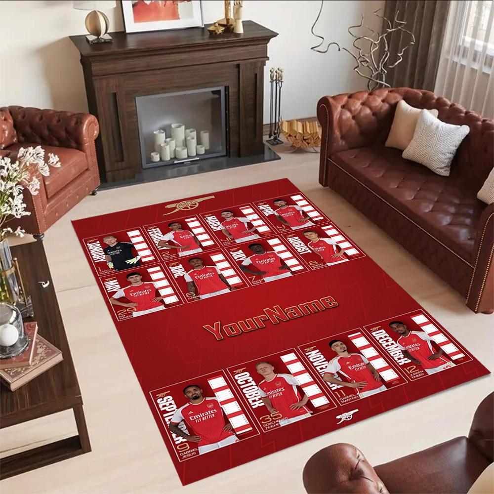 Arsenal Customizable Name Floor Rug Office Rug Suitable for Dining Room Entryway Game Room Playrooms Antislip Carpet Decorate Offices