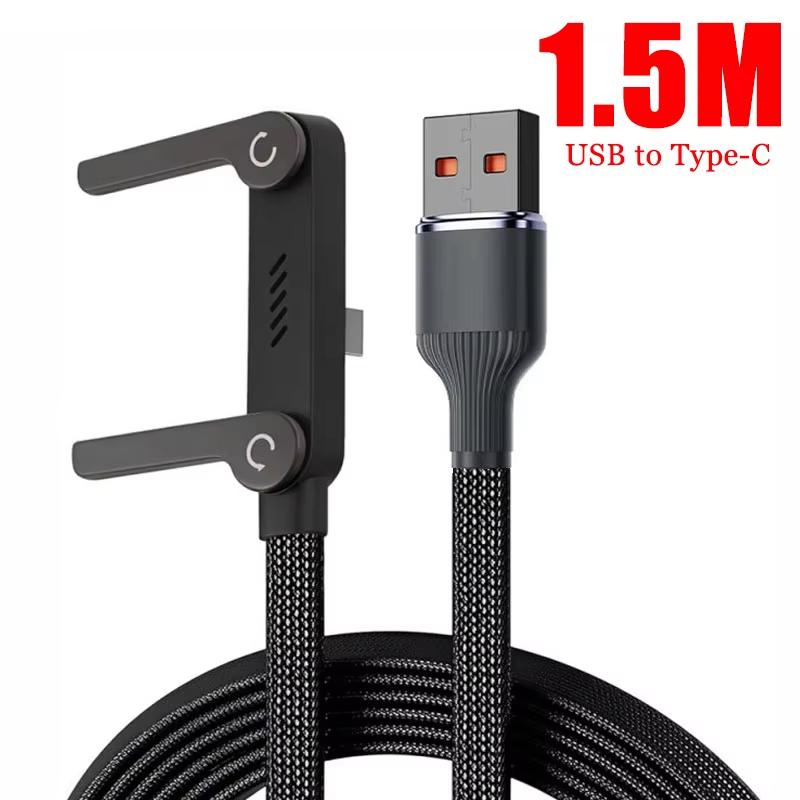 240W USB C Fast Charging Cable With Foldable Phone Stand Nylon Braided for Type-C Phones Tablets Laptops
