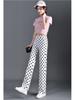 Polka Dot Print Elastic Waist Straight Leg Pants - Summer 2025 Slimming Stretchy Women's Trendy New Arrivals.