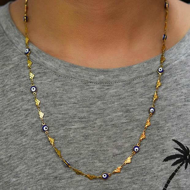6MM Stainless Steel Necklace for Women Gold Chain Embosssed Heart Turkish Evil Eye Chain Bead Charms Metal Jewelry Choker