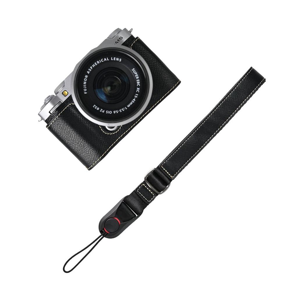Palm Print PU Leather Camera Half Case for Fujifilm XM5 Fuji X-M5 Bottom Opening Cover With Hand Strap