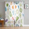 Watercolor Vegetable Texture Sheer Curtains for Bedroom Living Room Decoration Window Curtain Kitchen Tulle Voile Organza Drapes