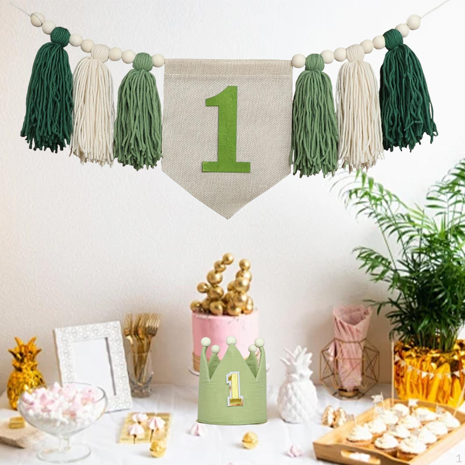 

Банер на 1-й день народження для прикраси дитячого стільчика зелений