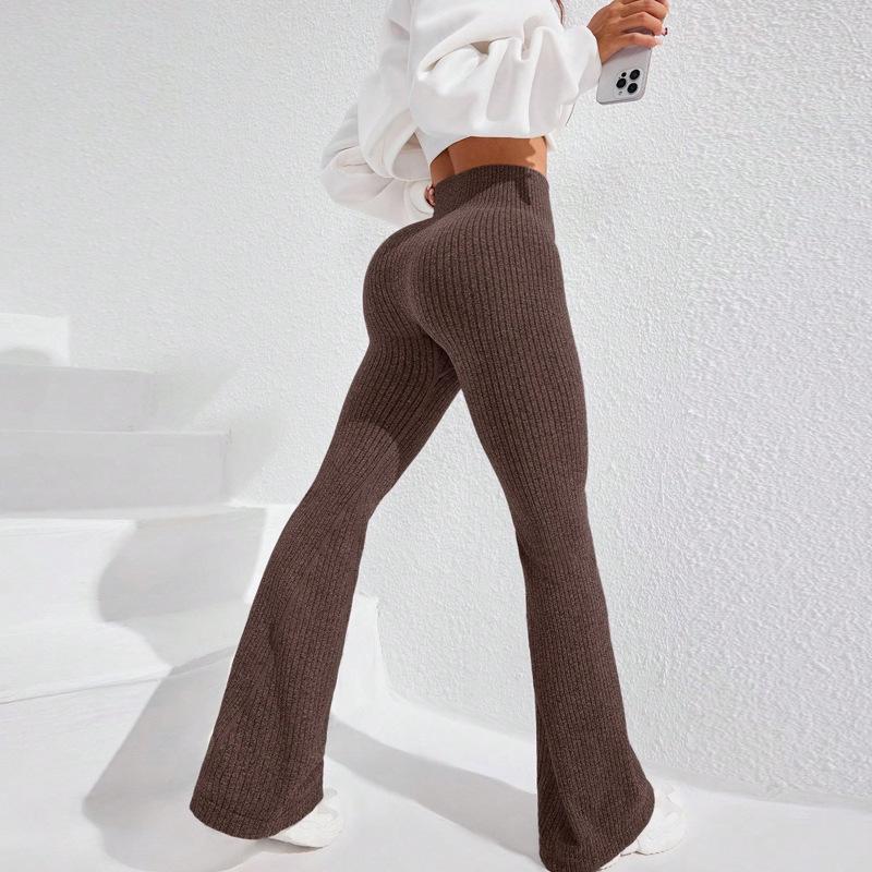 Calças Femininas de Cintura Alta Boca de Sino Esportivas Justas Confortáveis Design Elástico Ideal para Exercício e Uso Diário
