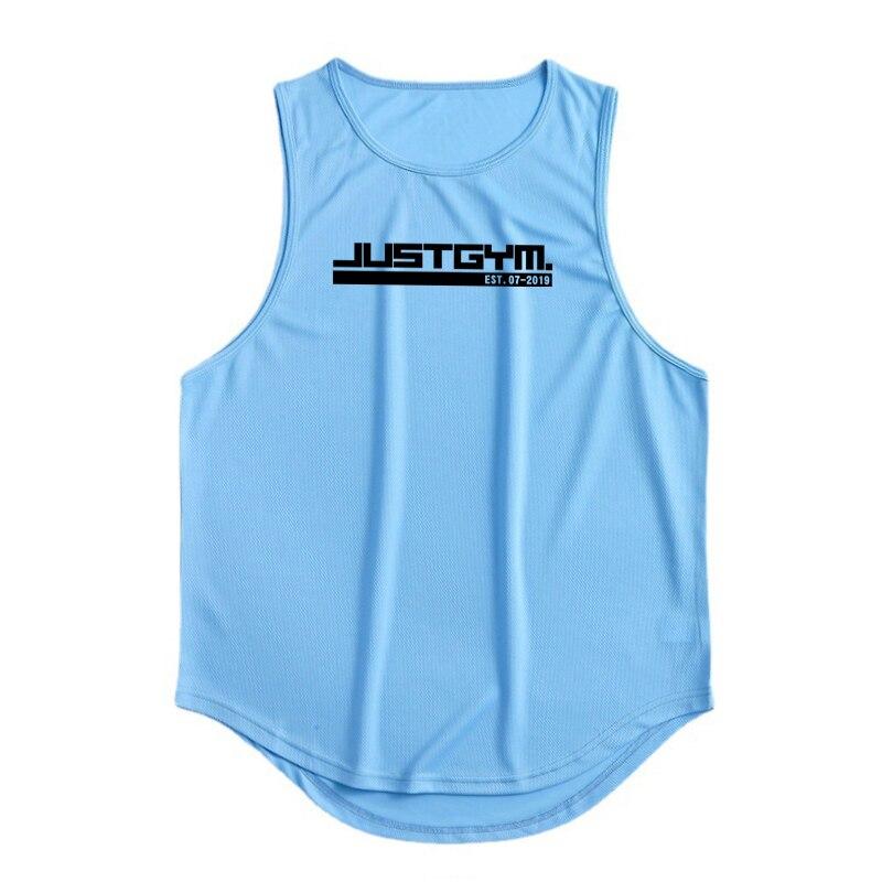 

Muscleguys, летняя мужская спортивная одежда, удобная майка с принтом, бодибилдинг, фитнес, облегающий быстросохнущий жилет для тренировок L синий